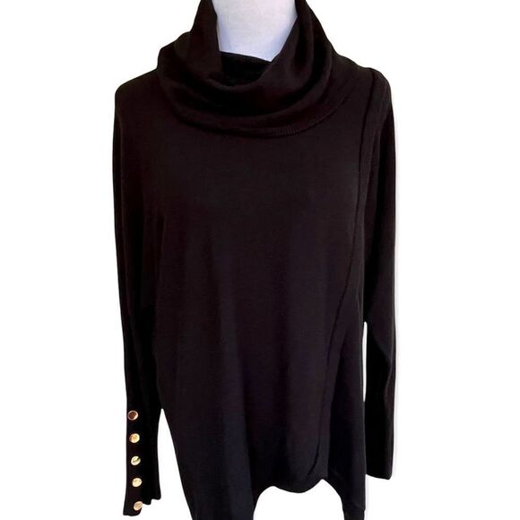 New Directions Soft Black Oversized Cowl Neck Sweater PL - Picture 1 of 7